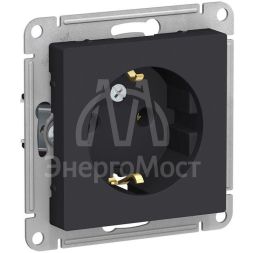 Механизм розетки 1-м СП AtlasDesign 16А с заземл. карбон SchE ATN001043