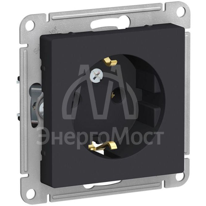 Механизм розетки 1-м СП AtlasDesign 16А с заземл. карбон SchE ATN001043