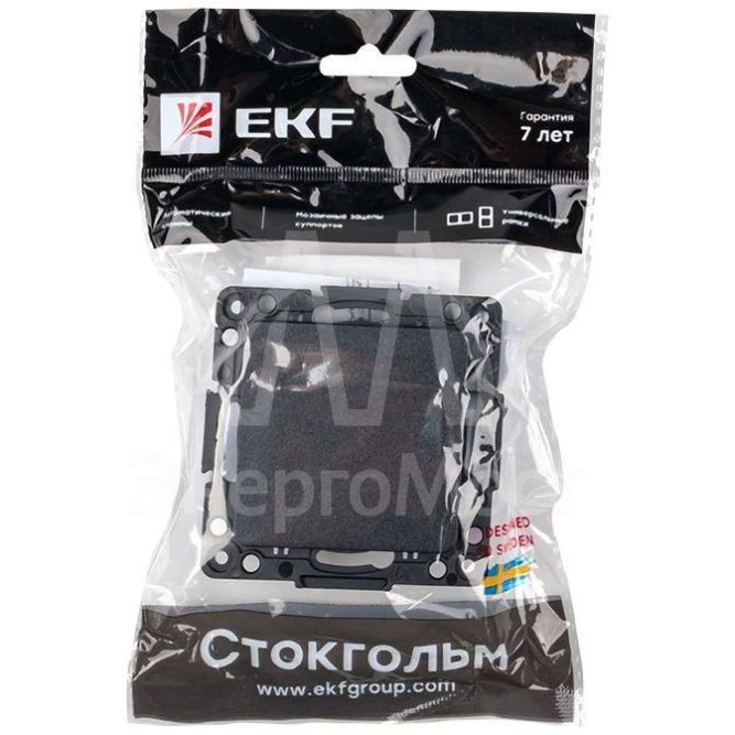 Механизм выключателя 1-кл. Стокгольм проходного 10А черн. PROxima EKF EZV10-025-10