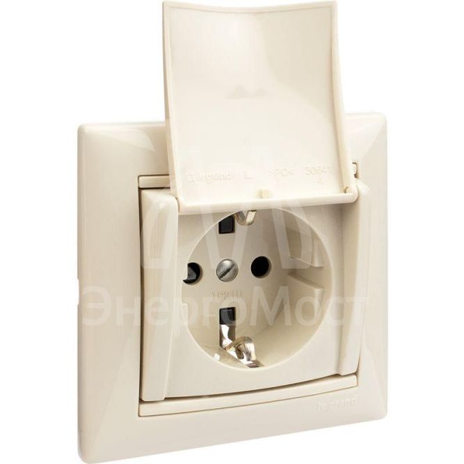 Механизм розетки 1-м СП Valena с защ. крышкой защ. шторки с заземл. сл. кость Leg 774322