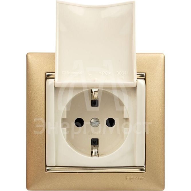 Механизм розетки 1-м СП Valena с защ. крышкой защ. шторки с заземл. сл. кость Leg 774322