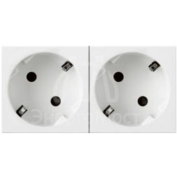 Механизм розетки 2-м СП Mosaic New 4мод. 45град. с заземл. бел. Leg 077252
