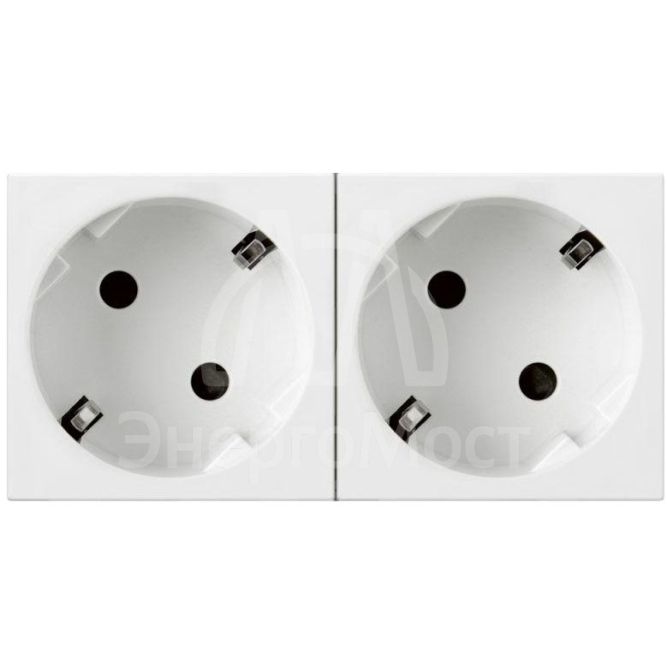 Механизм розетки 2-м СП Mosaic New 4мод. 45град. с заземл. бел. Leg 077252