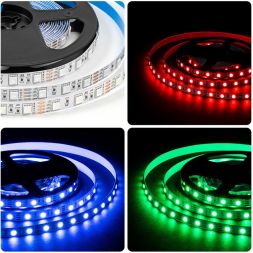 Лента светодиодная 12В 14.4Вт/м RGB smd5050 60д/м IP20 подложка 10мм (уп.5м) OGM LSE-271