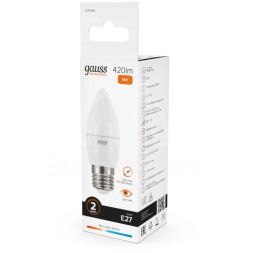 Лампа светодиодная Elementary 6Вт свеча 3000К тепл. бел. E27 420лм 180-240В Gauss 33216