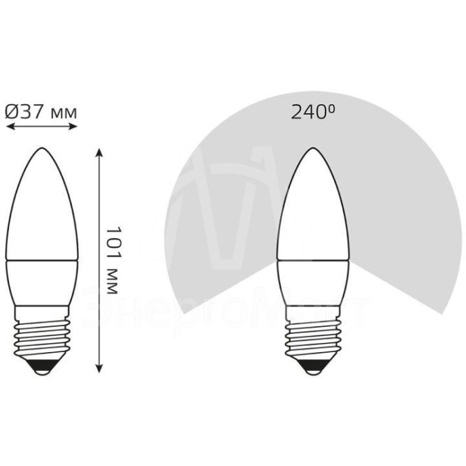 Лампа светодиодная Elementary 6Вт свеча 3000К тепл. бел. E27 420лм 180-240В Gauss 33216