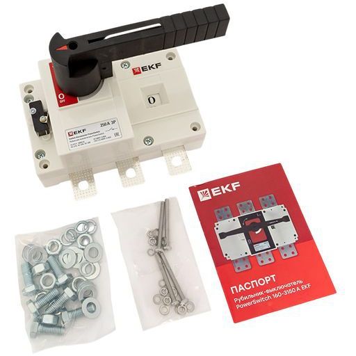 Рубильник-выключатель 3п 250А с рукояткой управления для прямой установки PowerSwitch PROxima EKF psds-250-3