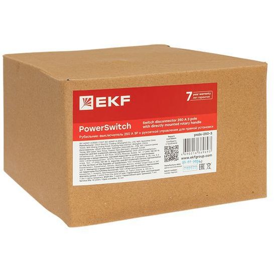 Рубильник-выключатель 3п 250А с рукояткой управления для прямой установки PowerSwitch PROxima EKF psds-250-3