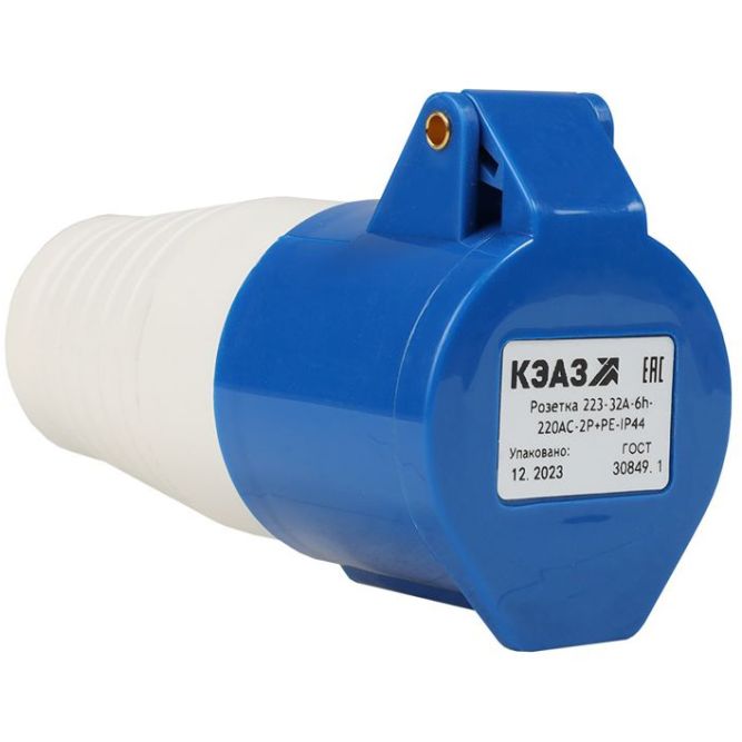 Розетка кабельная 213 16А 220AC 2P+PE 6ч IP44 КЭАЗ 222744