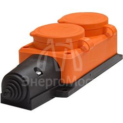 Колодка 2-м 1-ф с заглушками &amp;quot;КОМПАКТ&amp;quot; каучук оранж. Universal 3033