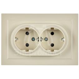 Розетка 2-м СП BRITE РС12-3-БрКр 16А в сборе с заземл. без защ. шторок беж. IEK BR-R21-16-K10-F
