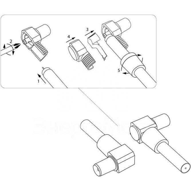 Разъем антенный на кабель штекер-TV угловой бел. блист. Rexant 06-0014-A
