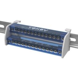 Шина на DIN-рейку в корпусе (кросс-модуль) 2 группы по 15 отверстий 125А TOKOV ELECTRIC TKE-DBTB-125-2-15/L+PEN