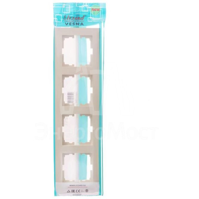 Рамка 4-местн. горизонт. VESNA кремов. LEZARD 742-0300-149