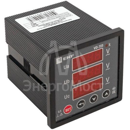 Вольтметр цифровой VD-723 на панель 72х72 трехфазный EKF vd-723