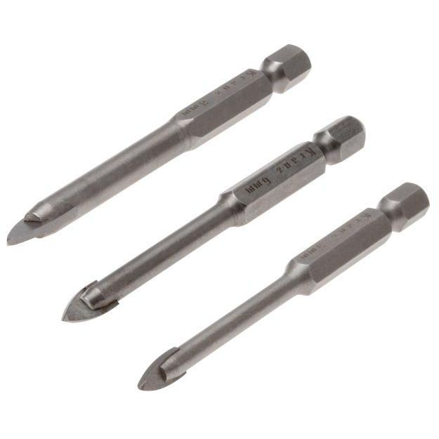 Набор сверл по керамической плитке 5-6-8мм шестигранный хвостовик Kranz KR-91-0655