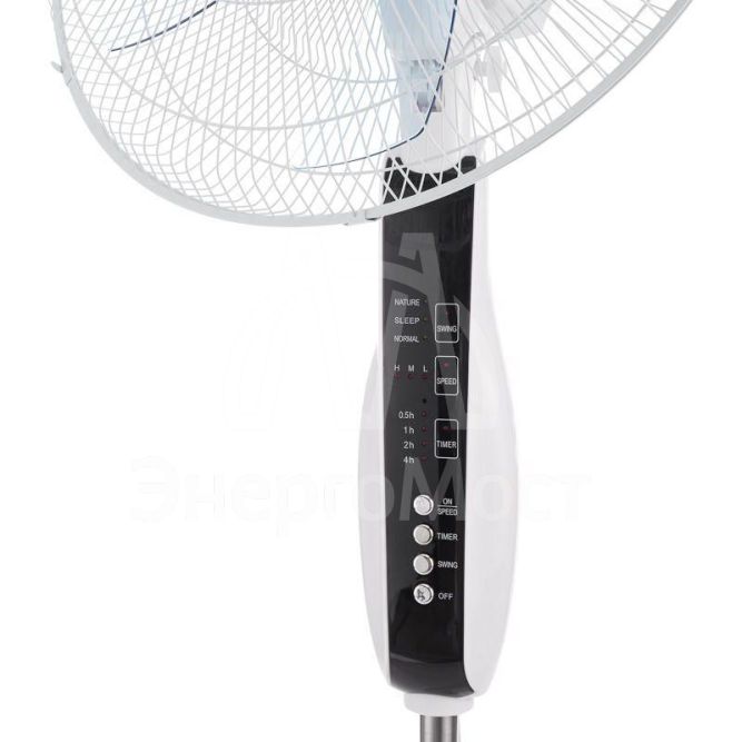 Вентилятор напольный 60Вт 5 лопастей подставка круглая д/у управление бел./син. DUX 60-0213