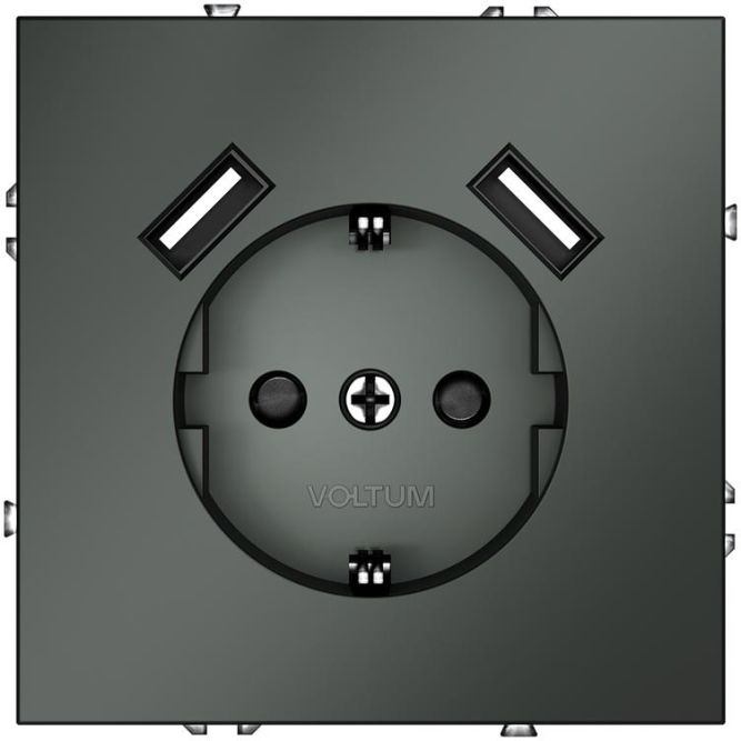 Розетка 1-м СП S70 16А с USB A+A с заземл. защ. шторки механизм титан Voltum VLS040406