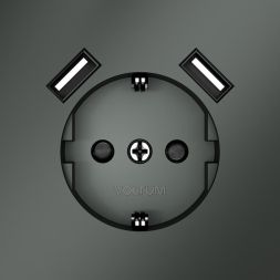 Розетка 1-м СП S70 16А с USB A+A с заземл. защ. шторки механизм титан Voltum VLS040406