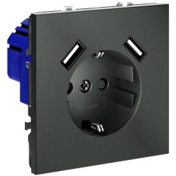 Розетка 1-м СП S70 16А с USB A+A с заземл. защ. шторки механизм титан Voltum VLS040406