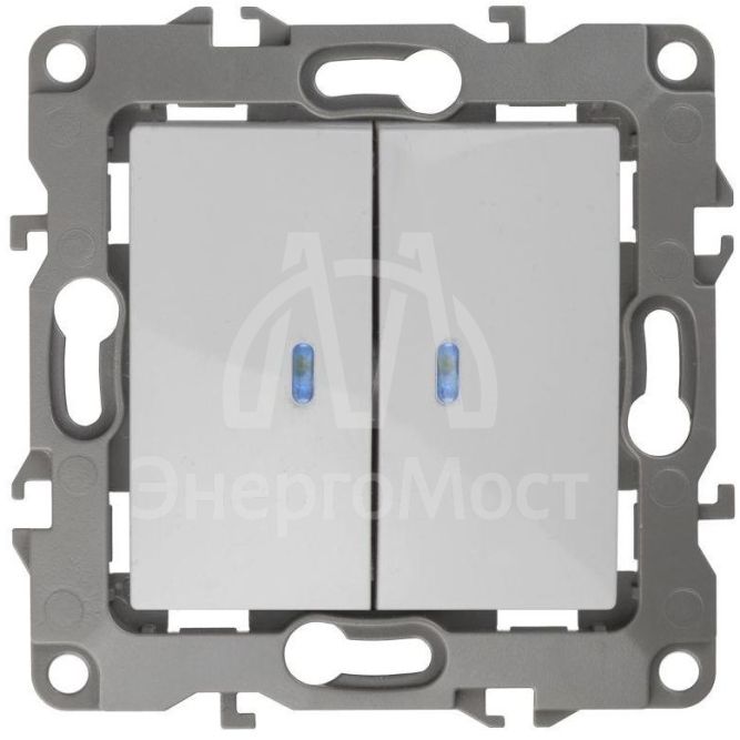 Механизм выключателя 2-кл. СП Эра12 10А IP20 12-1105-01 250В 10AX с подсветкой бел. Эра Б0014657