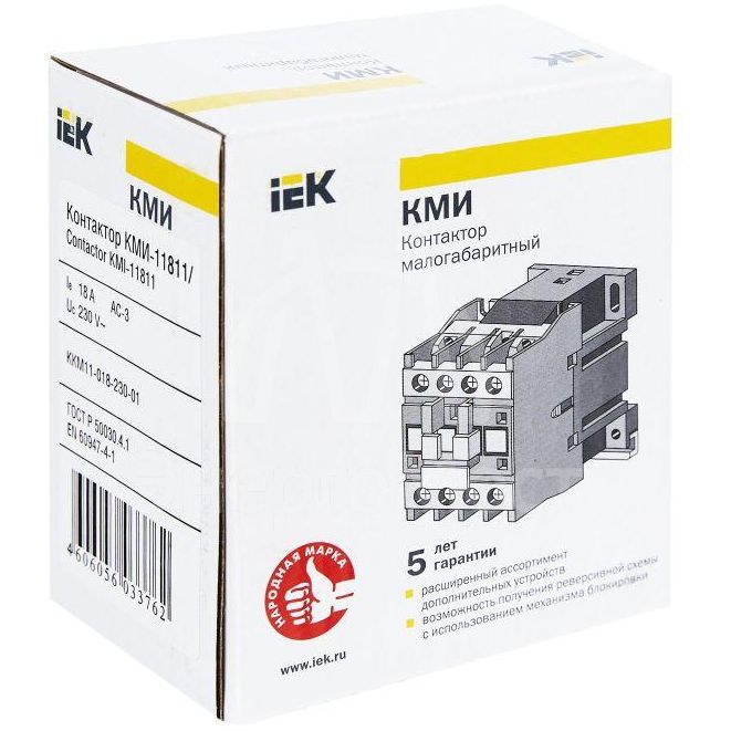 Контактор КМИ-11811 18А 230В/АС3 1НЗ IEK KKM11-018-230-01