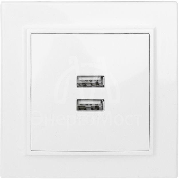 Розетка USB 2-м СП Минск 2.1А бел. EKF ERR-2USB-100