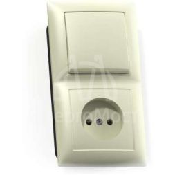 Блок СП БКВР-408 Селена (1-кл. выкл. + розетка) сл. кость Кунцево 8170