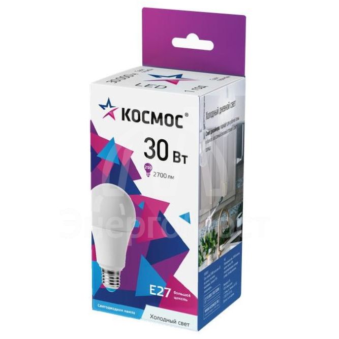 Лампа светодиодная А70 30Вт 6500К Е27 174-265В КОСМОС LkecLED30wA70E2765