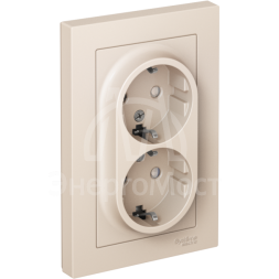 Розетка 2-м AtlasDesign 16А с заземл. защ. шторки в сборе беж. SchE ATN000226