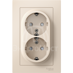 Розетка 2-м AtlasDesign 16А с заземл. защ. шторки в сборе беж. SchE ATN000226