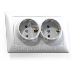 Розетка 2-м СП Селена РС16-372 с заземл. бел. Кунцево 8116