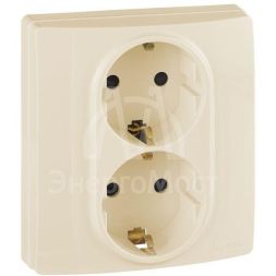 Розетка 2-м СП Etika 2К+З 16А защ. шторки с заземл. безвинт. зажимы в сборе сл. кость. Leg 672333