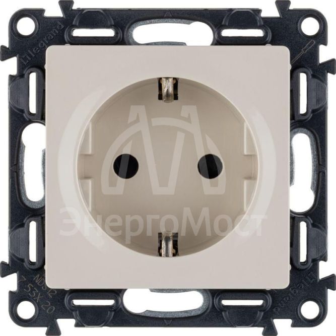 Механизм розетки 1-м СП Valena Life 16А IP20 250В 2К+З с лиц. панелью защ. шторки безвинт. зажимы сл. кость Leg 753520