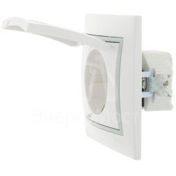 Розетка 1-м СП Мира керам. с заземл. с защ. крышкой бел./сер. LEZARD 701-0215-123