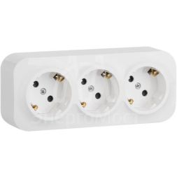 Розетка 3-м ОП Quteo 16А IP20 250В 3х2P+E с заземл. защ. шторки бел. Leg 782238