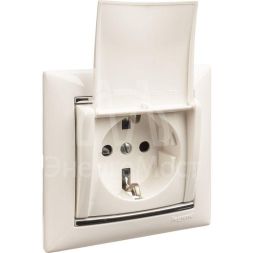 Механизм розетки 1-м СП Valena с защ. крышкой защ. шторки с заземл. бел. Leg 774422