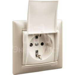 Механизм розетки 1-м СП Valena с защ. крышкой защ. шторки с заземл. бел. Leg 774422
