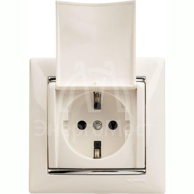 Механизм розетки 1-м СП Valena с защ. крышкой защ. шторки с заземл. бел. Leg 774422