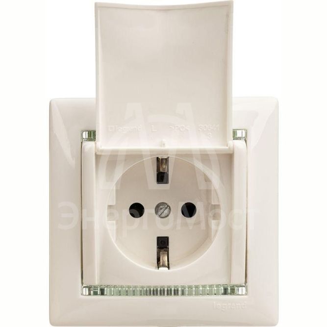 Механизм розетки 1-м СП Valena с защ. крышкой защ. шторки с заземл. бел. Leg 774422