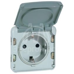 Механизм розетки 1-м СП Plexo с защ. крышкой с заземл. IP55 сер. Leg 069570