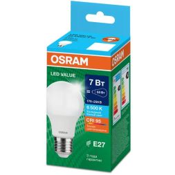 Лампа светодиодная LED G4 Value LVCLA60 7W/965 CRI95 7Вт 6500К 700лм грушевидная матов. E27 170-250В OSRAM 4058075578791