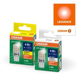 Лампа светодиодная LED G4 Value LVPIN40 4W/927 CRI95 4Вт 2700К 560лм капсульная прозр. G9 220-240В OSRAM 4610590510320
