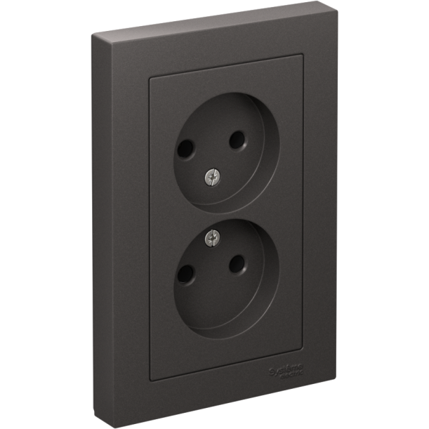 Розетка двойная AtlasDesign без заземл.16А в сборе базальт SE ATN001420