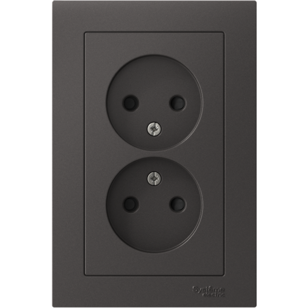 Розетка двойная AtlasDesign без заземл.16А в сборе базальт SE ATN001420