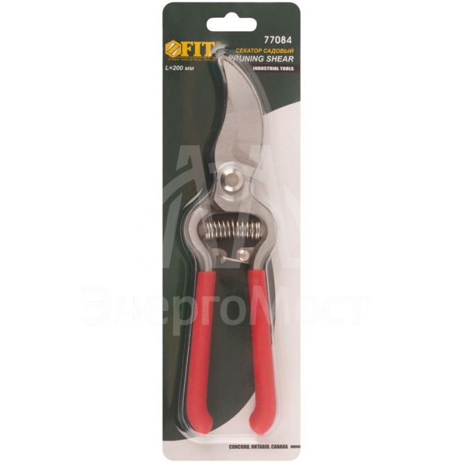 Секатор &amp;quot;Стандарт&amp;quot; режущие кромки внахлест цельнокованый ПВХ покрытие ручек 200мм FIT 77084