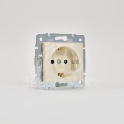 Механизм розетки 1-м СП KARINA защ. шторки с заземл. термопласт крем LEZARD 707-0388-124B