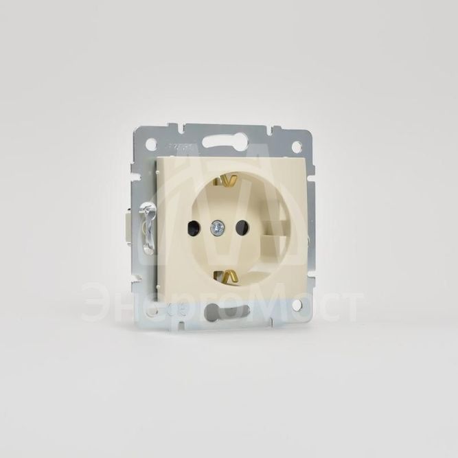 Механизм розетки 1-м СП KARINA защ. шторки с заземл. термопласт крем LEZARD 707-0388-124B