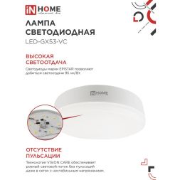 Лампа светодиодная LED-GX53-VC 15Вт 230В 3000К 1350лм IN HOME 4690612020815
