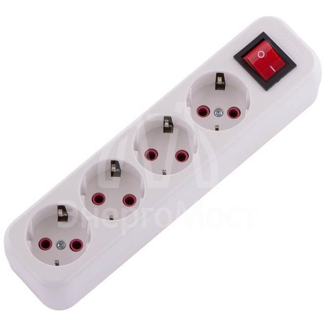 Колодка удлинителя 4-м с заземл. с выкл. LEZARD 720-0400-402